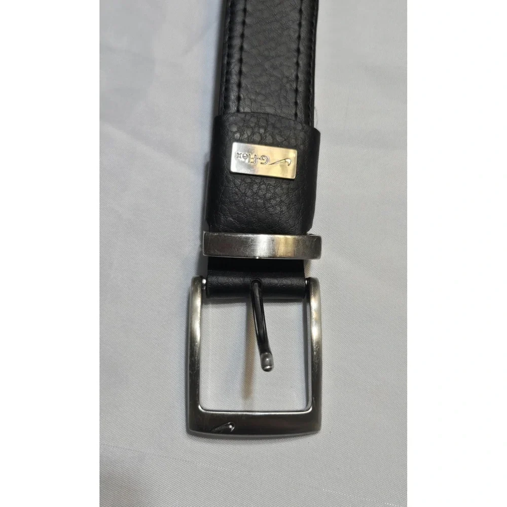 Nike G-Flex Genuine Leather Black Mens Belt Size 40 Silver Tone Buckle See Pics